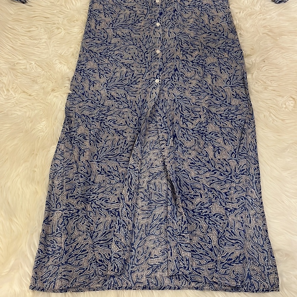 MICHAEL Michael Kors Blue Coral Mosaic Georgette Shirt Maxi Dress - Picture 9 of 15